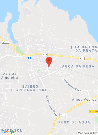 Map showing Alhos Vedros, Moita, Portugal