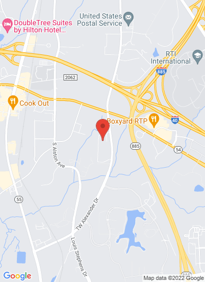Map showing Research Triangle Park, United States