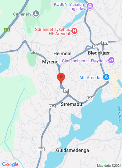 Map showing Arendal, Norway