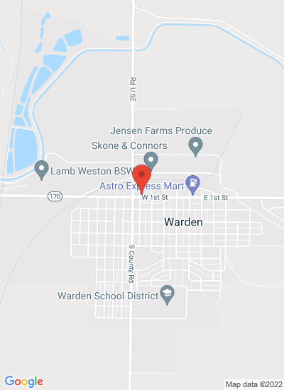 Map showing Warden, United States