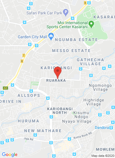 Map showing Ruaraka, Nairobi, Kenya
