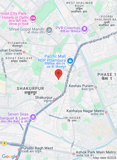 Map showing New Delhi, India