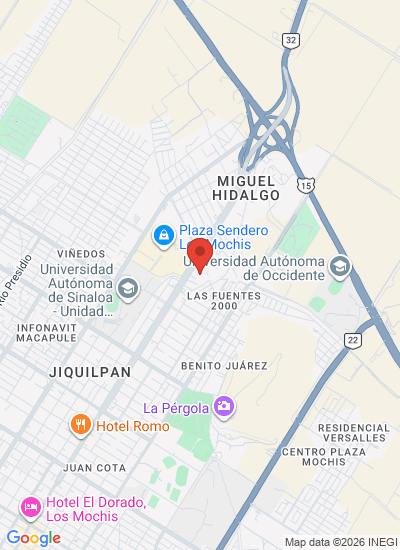 Map showing Los Mochis, Mexico