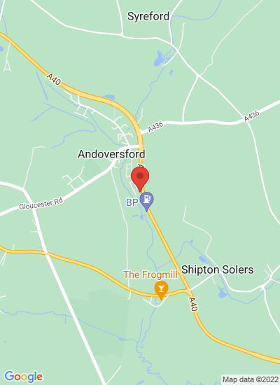 Map showing Andoversford, United Kingdom