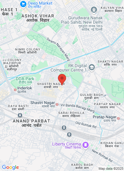 Map showing New Delhi, India