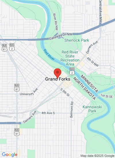 Map showing Grand Forks, United States