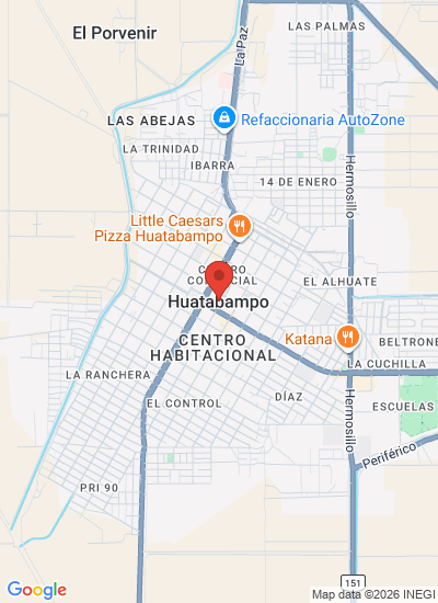 Map showing Huatabampo, Mexico