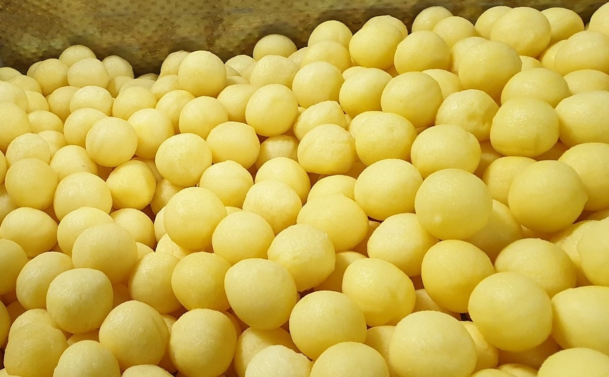 Krimm peeled potatoes closeup