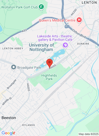 Map showing Nottingham, United Kingdom
