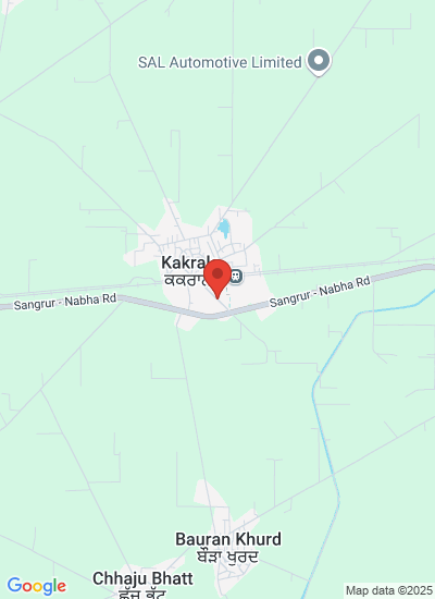 Map showing Kakrala, Tehsil Nabha, District Patiala, India