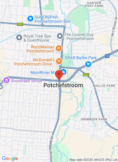 Map showing Potchefstroom, South Africa