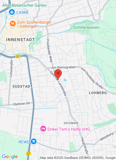 Map showing Göttingen, Germany