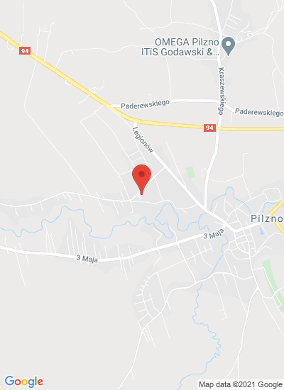 Map showing Pilzno, Poland