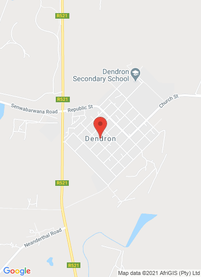 Map showing Dendron, South Africa