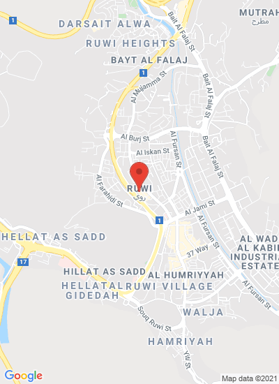 Map showing Ruwi, Oman
