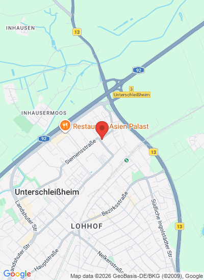 Map showing Unterschleißheim, Germany