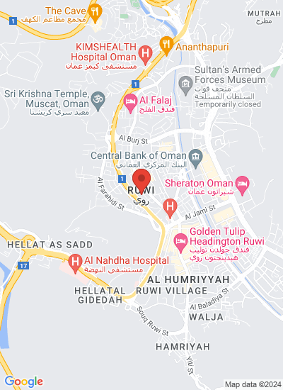 Map showing Ruwi, Oman