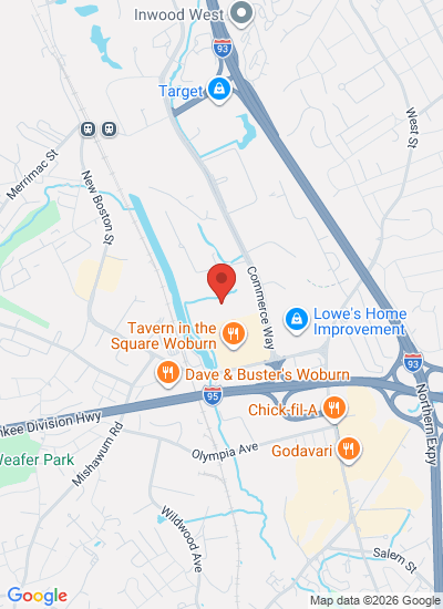 Map showing Woburn, United States