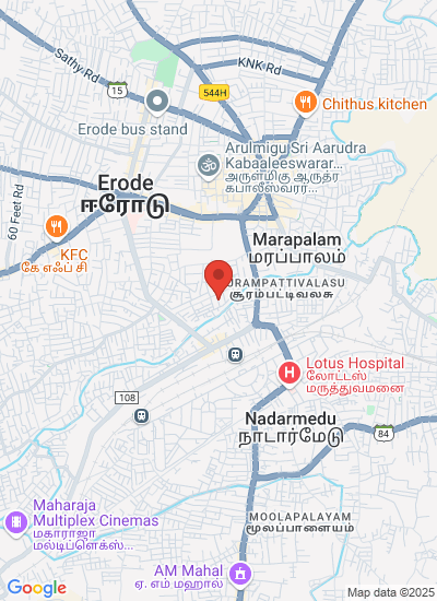 Map showing erode, India