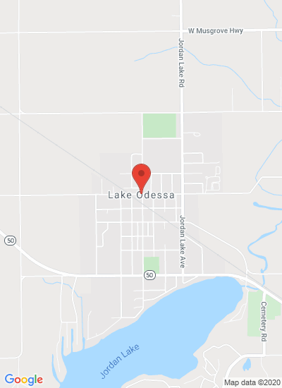 Map showing Lake Odessa, United States
