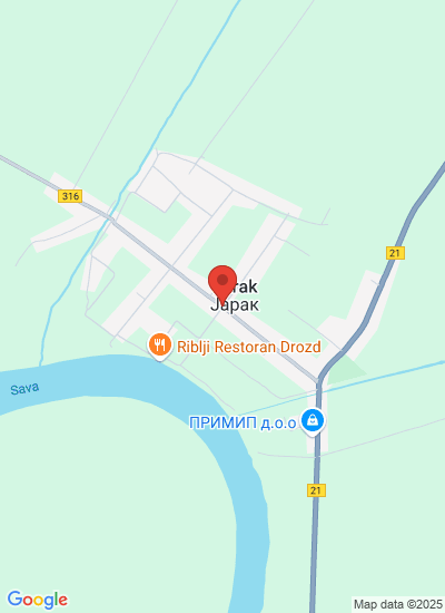 Map showing Bački Jarak, Serbia
