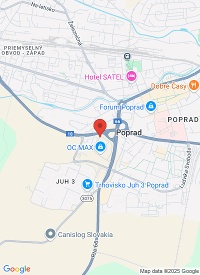 Map showing Poprad, Slovakia