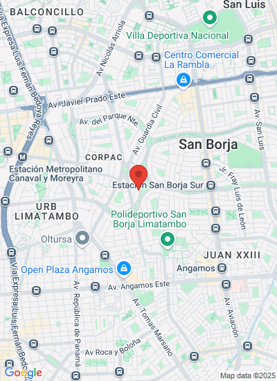 Map showing San Isidro, Peru