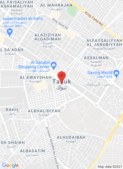 Map showing Tabuk, Saudi Arabia