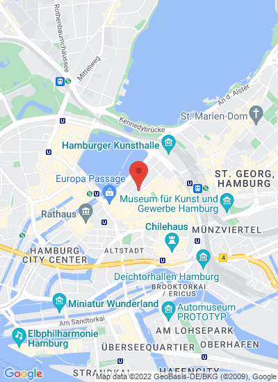 Map showing Hamburg, Germany