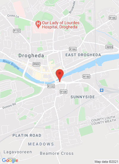Map showing Drogheda, Ireland