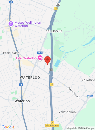 Map showing Waterloo, Belgium