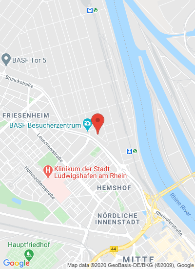 Map showing Ludwigshafen, Germany