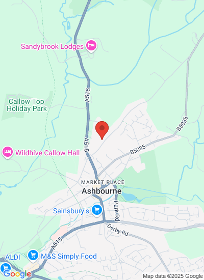Map showing Derbyshire, United Kingdom