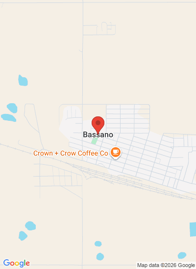 Map showing Bassano, Canada