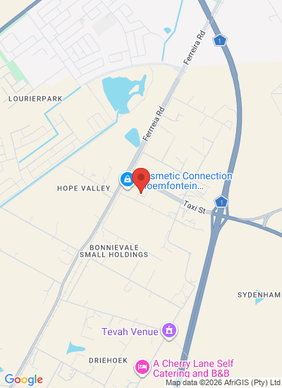 Map showing Bloemfontein, South Africa