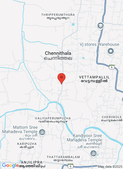 Map showing Alappuzha, India