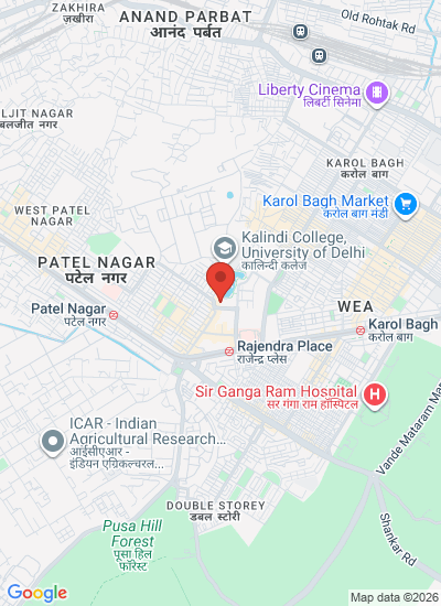 Map showing New Delhi, India