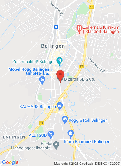 Map showing Balingen, Germany