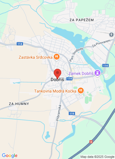 Map showing Dobris, Czechia