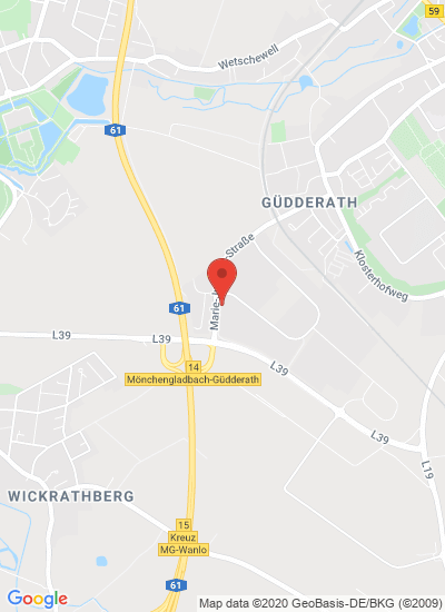 Map showing Mönchengladbach, Germany