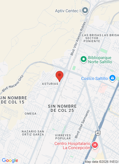 Map showing Saltillo, Mexico
