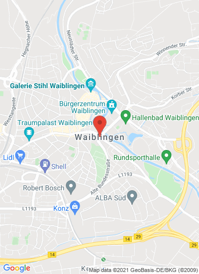 Map showing Waiblingen, Germany