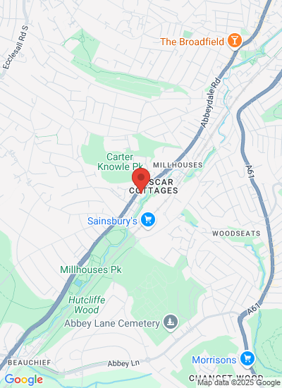 Map showing Sheffield, United Kingdom