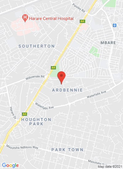 Map showing Harare, Zimbabwe