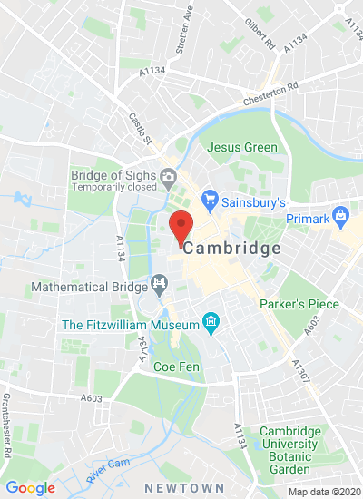 Map showing Cambridge, United Kingdom