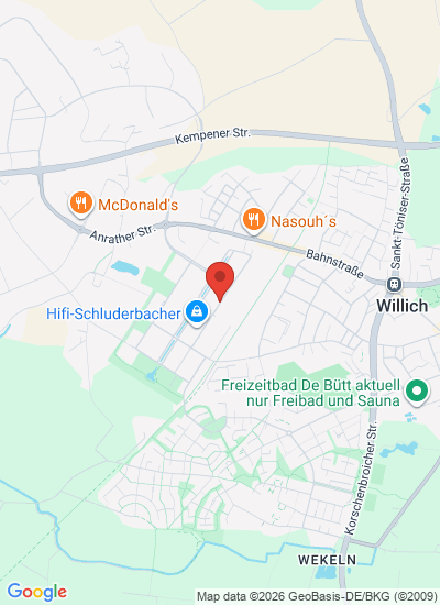 Map showing Willich, Germany