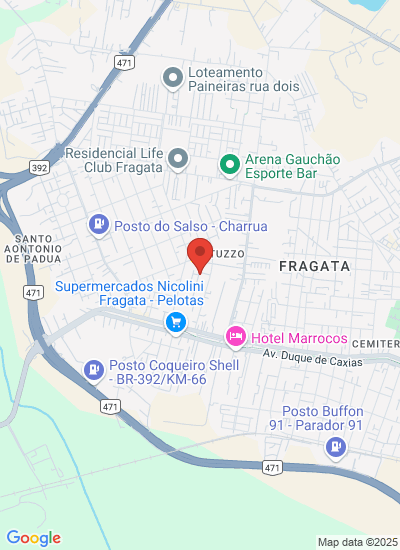 Map showing Pelotas, Brazil
