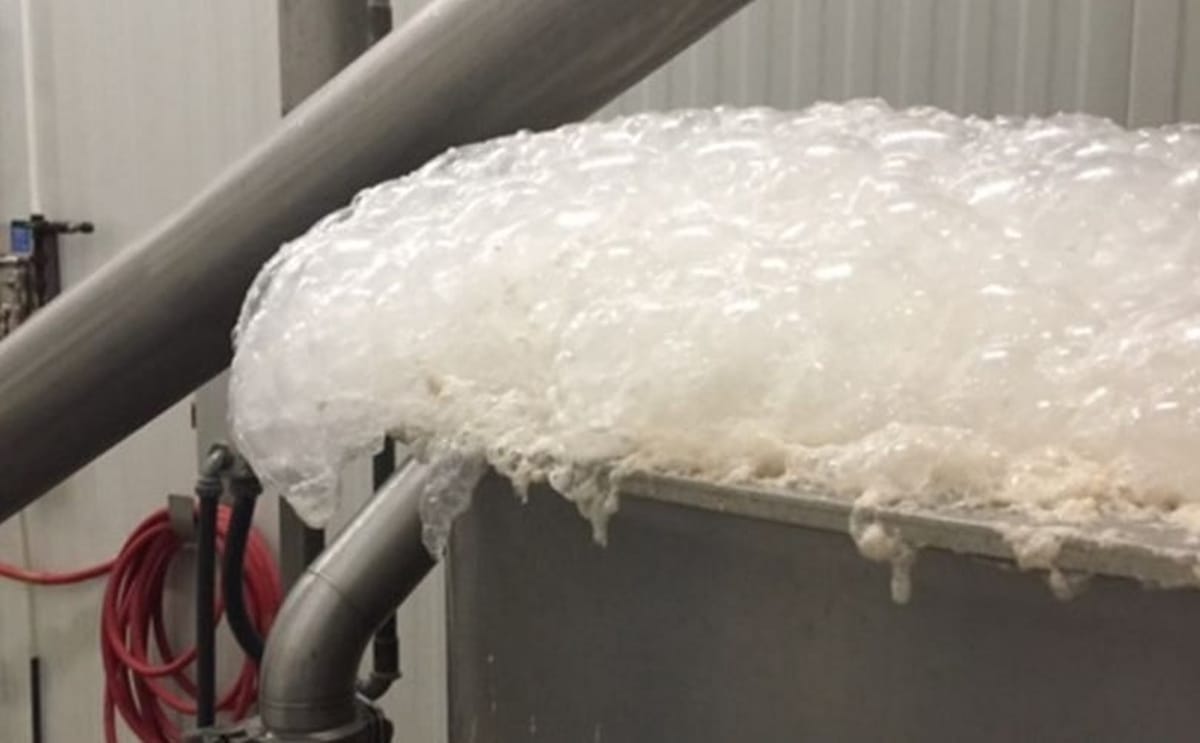 Chemfree defoam foam in processing