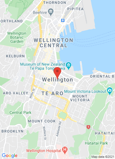 Map showing Wellington, New Zealand