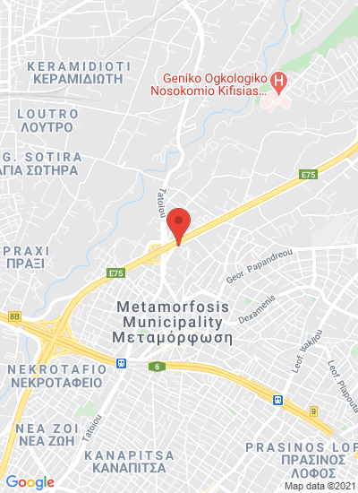 Map showing Metamorfosi, Greece